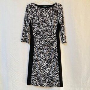 Lauren Ralph Laure Sheath Dress Womens 10 Color Block Office Wedding Guest Party